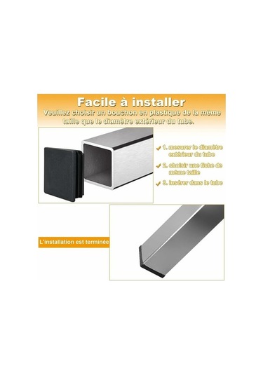 Novahub Kare Boru Kapakları, Sandalye Ayağı İçin 50mm Kare Uç Kapağı, Siyah, 20 Adet -