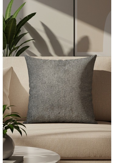 Sezyon Toya Desenli 50 50 Zeytin Grisi Kırlent Kılıfı Zeytin Grisi