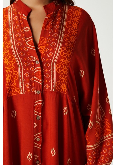 Modest Kadın Andrea Turuncu %100 Viskon Maksi Boy Yazlık Elbise Turuncuekrubej Çok Renkli