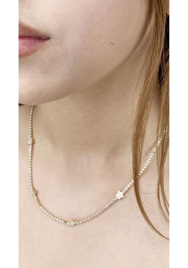 Zirkon Taşlı, Su Yolu, Yıldızlı, Paslanmaz Çelik Bileklik346, Kasa Altın Renk Altın