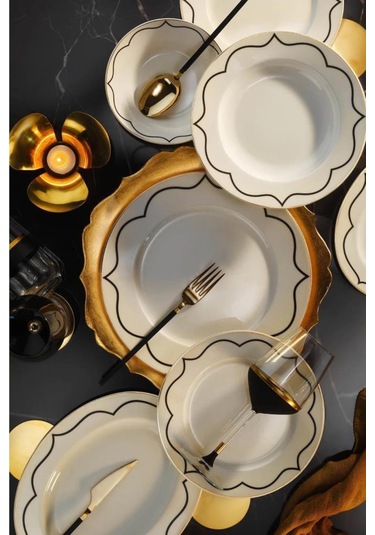 Porselen Bnkl62yt43011699 Bone Kalipso 12 Kişilik 62 Parça Yemek Takımı Çok Renkli