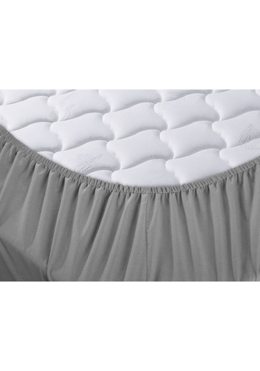 Menderes Home Cotton Collection Ranforce Çift Kişilik Fitted Düzboya Gri