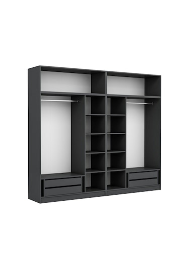 Kale 6 Mebran Panjur Kapaklı 4 Çekmeceli Dolap Ve Yüklük Antrasit 235cm Antrasit