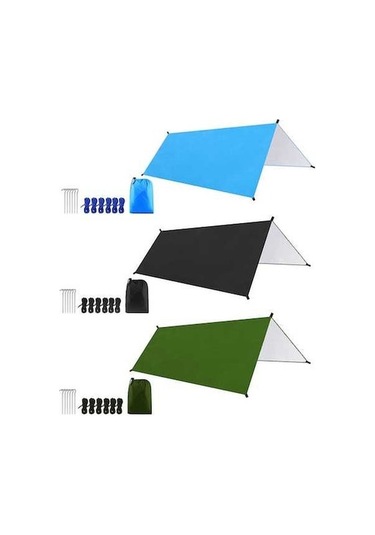 Bloomnest Yağmur Tarpaulin Tarp Su Plaj Piknik Mavi Kamp Kamp İçin Hava Hamak Hafif Güneşlik Geçirmez Fonksiyonlu Çok Çadırı Çadır Barınağı Açık 9.8ft 9.8 Rf Mavi Mavi