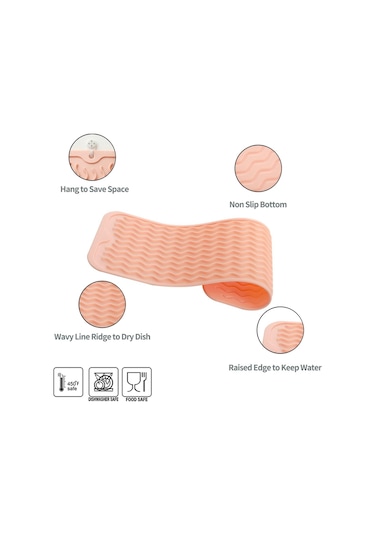 Xiaaokeji Çok Amaçlı Bulaşık Kurutma Matı, Mutfak İçin Silikon Mat Pembe-b Pembe