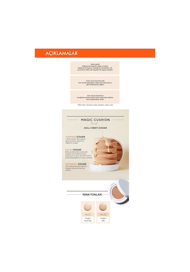 Missha Magic Cushion Cover Lasting Yüksek Kapatıcı Yarı Mat SPF50+ PA+++ Fondöten İç Yedek No.23 15 G