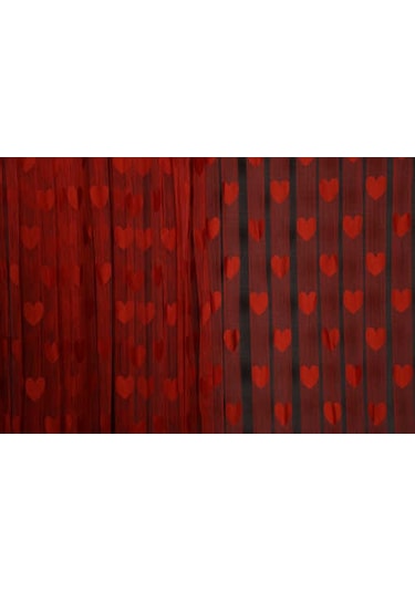 Kalpli Model Kırmızı Renk Ip Perde Hazır Ip Perde 300x270