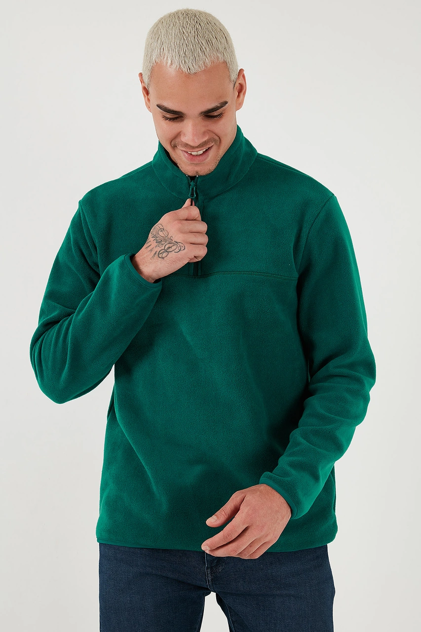 Buratti Regular Fit Anti-Pilling Tüylenme Yapmayan Dik Yaka Şardonlu 2'Li Paket Erkek Polar 5896700S2 Siyah-Yeşil