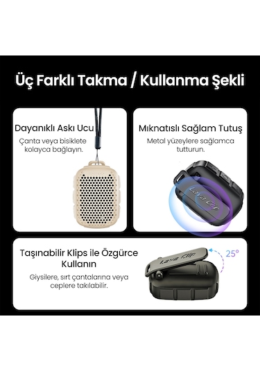 Nowgo Lava Clip 5w Klipsli Su Geçirmez Taşınabilir Mini Bluetooth Hoparlör Kahverengi