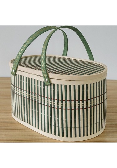 Pazly Suntek Sepet Meyve Kek İçin Ekmek Dokuma Dokuma Bambu Kc Bej - Yeşil