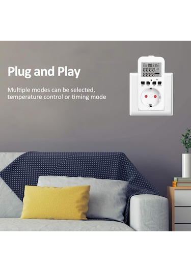 Teltree Tc01 Sıcaklık Kontrolcü, 230v 16a, Akvaryum/soğutucu/evcil Hayvan/ısıtıcı İçin, Dış Sensörlü, Açma-kapatma Ayarı, Avrupa Standartı Beyaz