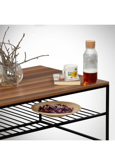 Etna Orta Sehpa Metal & Orta Masa Ceviz / Metal Ayaklı Sehpa