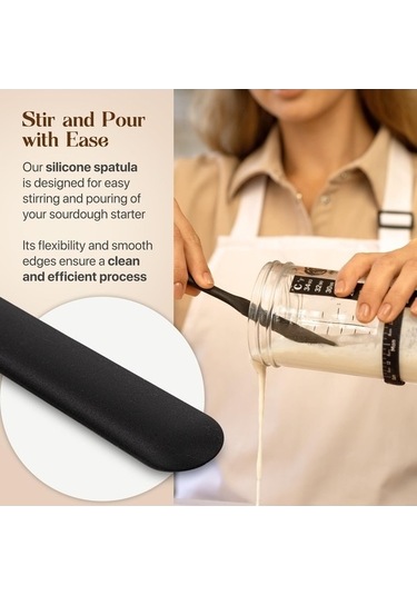 Trendooze Ekşi Hamur Mayası - 1000ml Cam Kavanoz, Termometreli, Kazıyıcılı, Kumaş Kapaklı