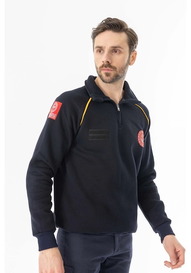 112 Acil Tıp Teknisyeni Uzun Kol Fermuarlı Sweatshirt Unisex Att005 Lacivert