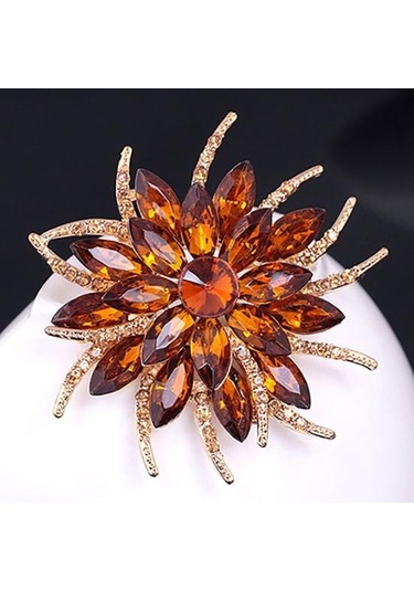 Çok Renkli Düğün Gelin Büyük Çiçek Parlak Rhinestone Bayan Eşarp Broş Pin Takı Dekor Çok Renkli