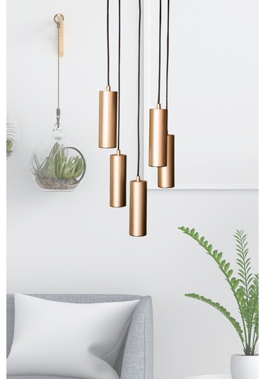 Bella Avize Modern Metal 5 Li Sarı-siyah Gövde Ampüllü Tasar... SARI