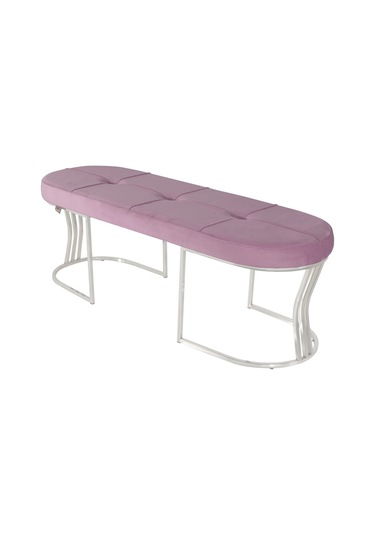 Viego Silver Collection- Pembe Kapitoneli Chester Model Puf & Bench & Koltuk & Uzun Makyaj Puff & Yatak Ucu