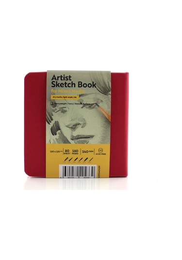 Tigertint Sketchbook Sert Kapak Eskiz Çizim Defteri 12x12 Cm Kırm