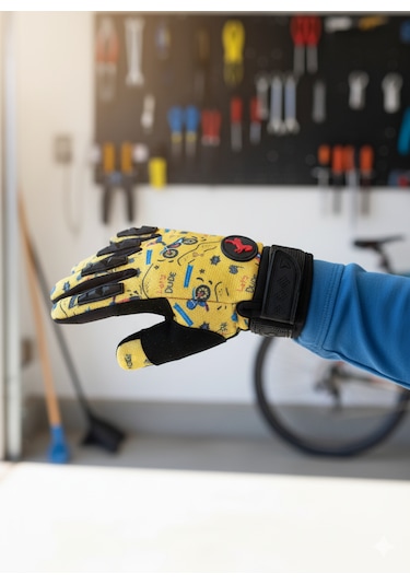 Çocuk Motosiklet & Bisiklet Eldiveni Sarı Renkli - Güvenli Sürüş İçin