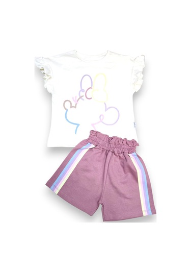 Kız Çocuk Şortlu Alt Üst Takım Somon