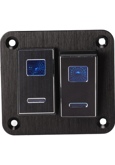 Youtek Araç, Karavan, Tekne Kontrol Paneli - 2 Açma Su Geçirmez Metal Levha - Alüminyum, Mavi Arka Işık, On-off Anahtar