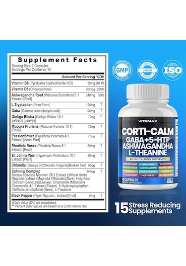 Corti Calm Gaba + 5-htp Ash. L-theanine 60 Kapsül