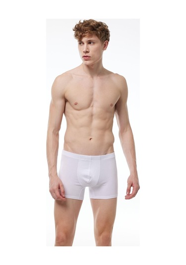 Malabadi 058 Erkek Modal Likralı Boxer-Beyaz
