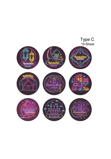 10 Yaprak Eıd Mubarak Etiket Mühür Etiketleri 10 Yaprak C 10 Yaprak C Diğer