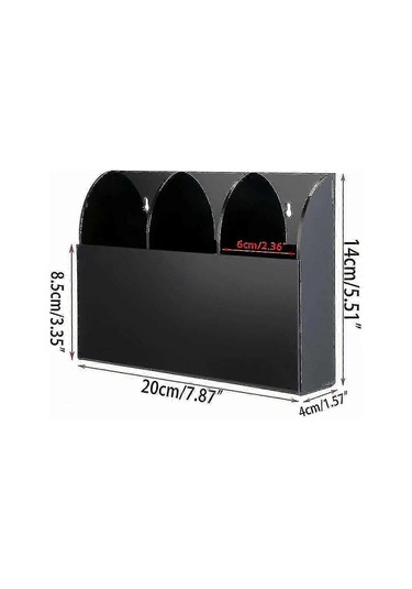 Ganzhoushop Uzaktan Kumanda Tutucu Duvara Monte Akrilik Masa Düzenleyici 3 Bölmeli Siyah