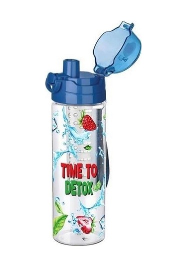 Tutma Saplı Kilitli Kendiliğinden Süzgeçli Kolay Taşınabilir Detoks Sporcu Diyet Matarası Şeffaf