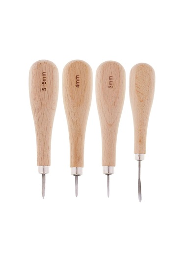 Suntek 1 Parça Ahşap Saplı Deri Dikiş Awl El Sanatları 5-6mm