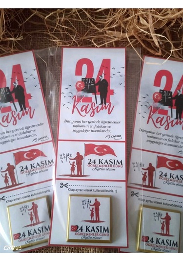 Farklı Market Öğretmenler Günü 24 Kasım Hediyesi Atatürk Temalı Kitap Ayraçlı Çikolata 20 Adet