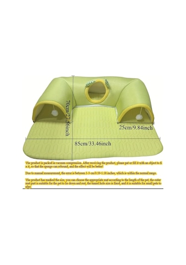 Honeybeeshop Latex Kedi Tüneli Yatak 33.46x27.56inch Monster 3 Açıklıklı Rahat Yaz Matı 1-8kg Kedi Tavşan Hamster İçin Dayanıklı Polyester