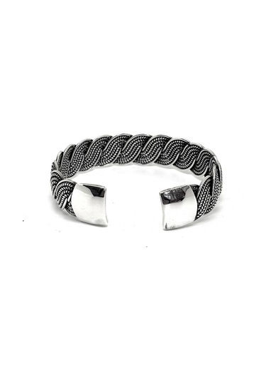 Oya Silver Oksitli Orta Örgü Gümüş Bilezik 743757111