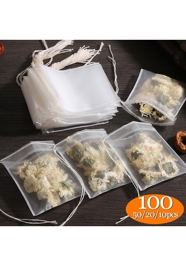 Jms 100/50/10 Adet Tek Kullanımlık Dokunmamış Kumaş Baharat Filtreleri Çay Poşetleri 8x10cm 50 Beyaz
