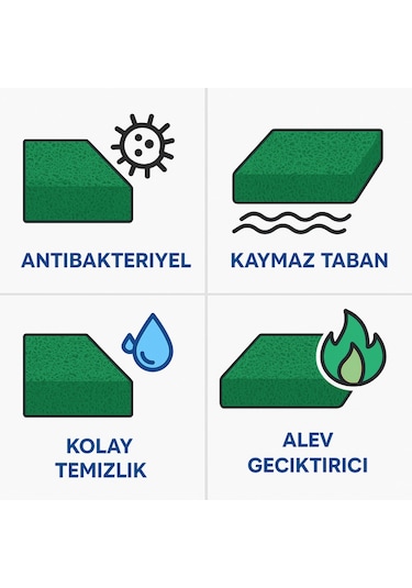 Beylin Kıvırcık Pvc Paspas Dış Zemin Halı Yolluk Yeşil 100x200 Yeşil