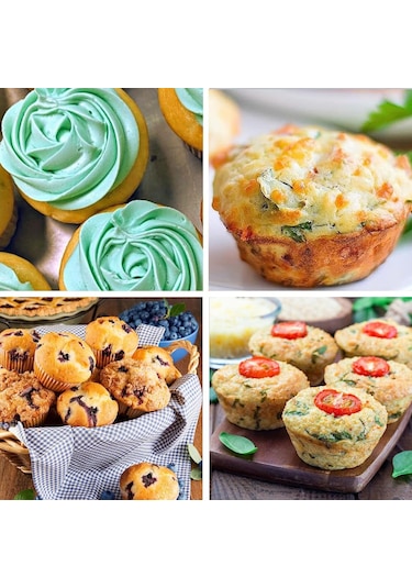 Yaleker 2 Adet Silikon Muffin Kalıbı 12'li Set - Anti Yapışkan Pişirme Formu KIrmızı