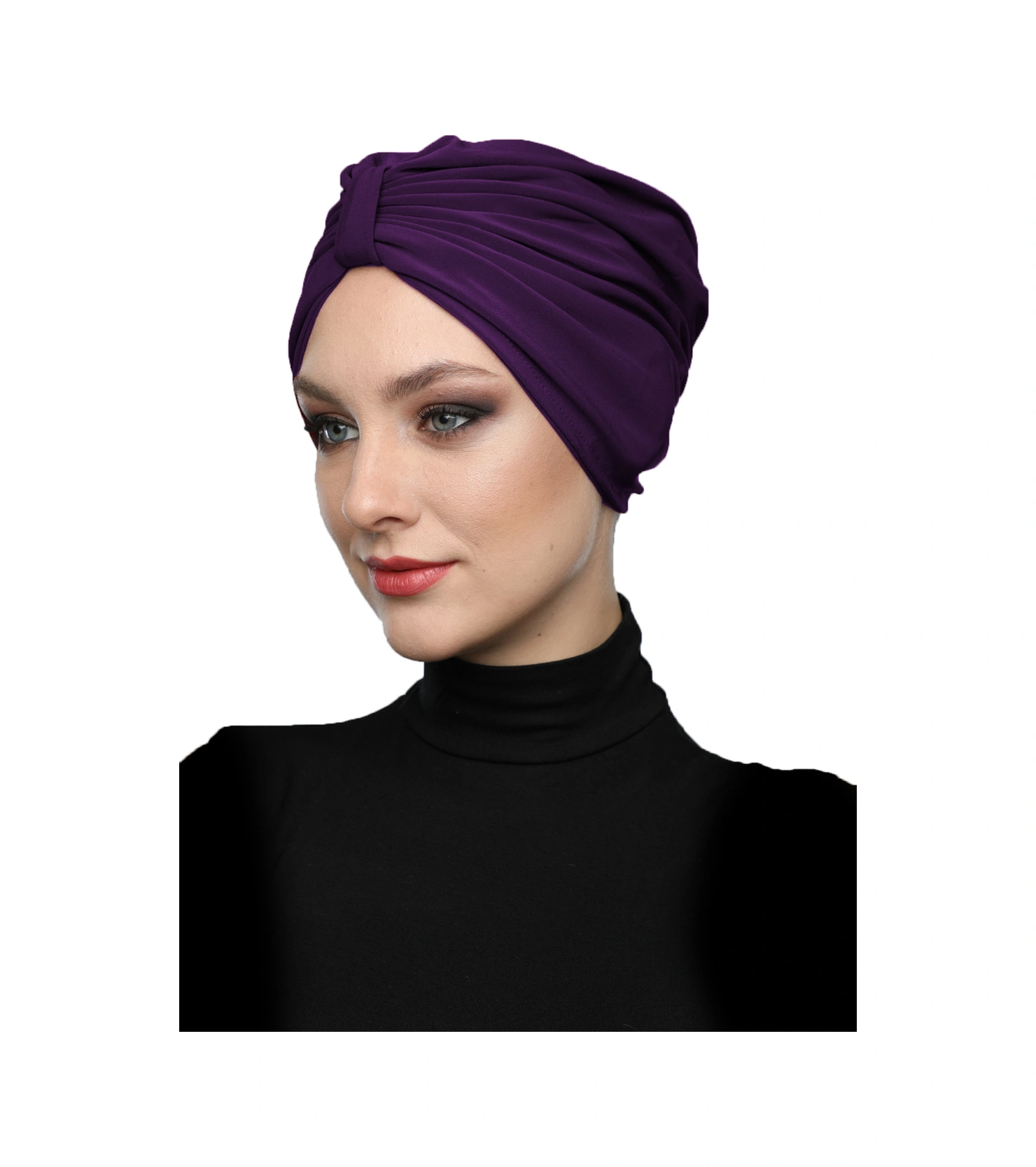 Kelebek Astarlı Mor Hazır Türban Tesettür Havuz Bonesi Mor