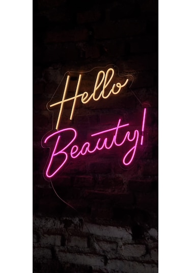 Hello Beauty Yazılı Neon Led Duvar Aydınlatması