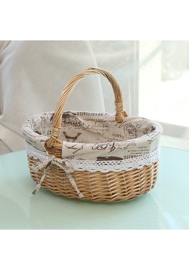 Pazly Cbtx Willow Portable Picnic Basket With Straw, S - Eco-friendly Design, Yolk Pot Included Ahşap