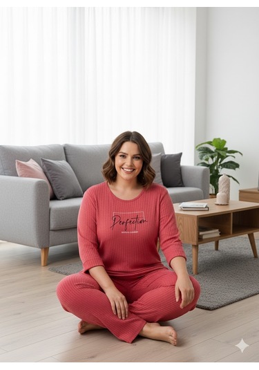 Kadın Büyük Beden Pijama Takımı Pembe