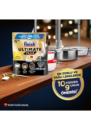 Finish Ultimate Plus Hepsi Bir Arada Limon Bulaşık Makinesi Deterjanı Tableti 60 Kapsül