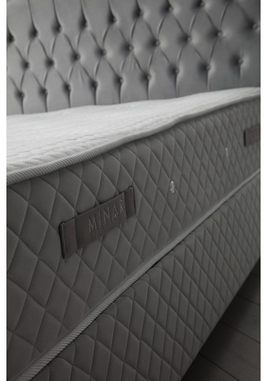 150x200 Vassi Baza+başlık+sonta Yatak Gri