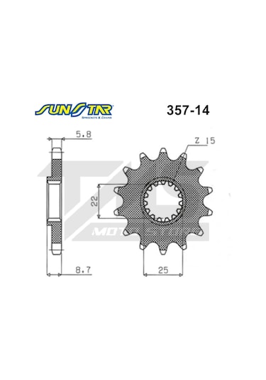 2004-2016 Ktm 125 Exc Uyumlu Ön Dişli Sunstar 35714 (522575722)