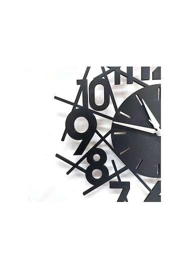 Cajuart Siyah Ahşap Çubuklu Stil Kesim 35 Cm Modern Duvar Saati Siyah