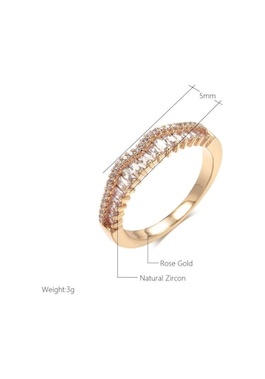 Kinel Doğal Zirkon Tam Kaplamalı Yüzükler Kadınlar Için Lüks Gül Altın Renk Güzel Takı 8 Rose Gold