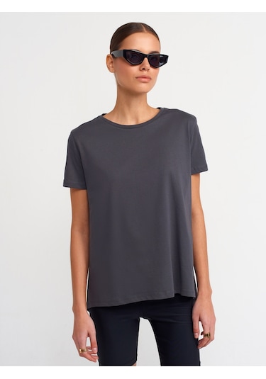 Dilvin Bisiklet Yaka Basic T-shirt 101a03471 Antrasit