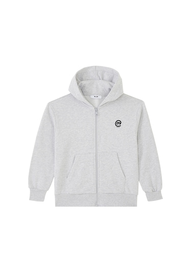 Msgm Çocuklar Için Fermuarlı Kapüşonlu Sweatshirt Gri