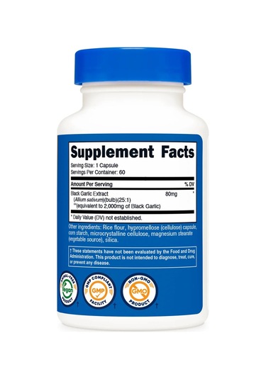 Nutricost Black Garlic 2,000 Mg 60 Capsules - Aged Black Garlic Extract