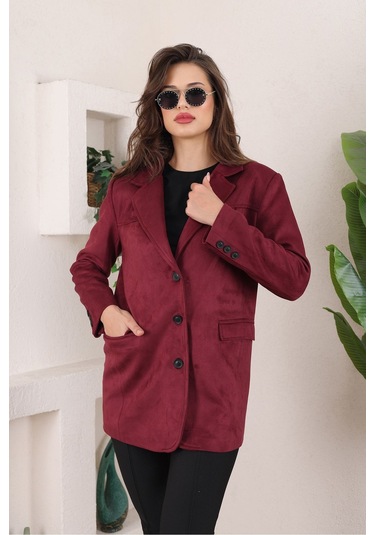 Süet Kadın Mont Bordo